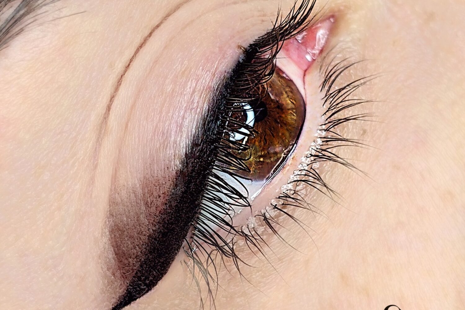 Eyeliner grafico nero con la sfumatura stile ombretto