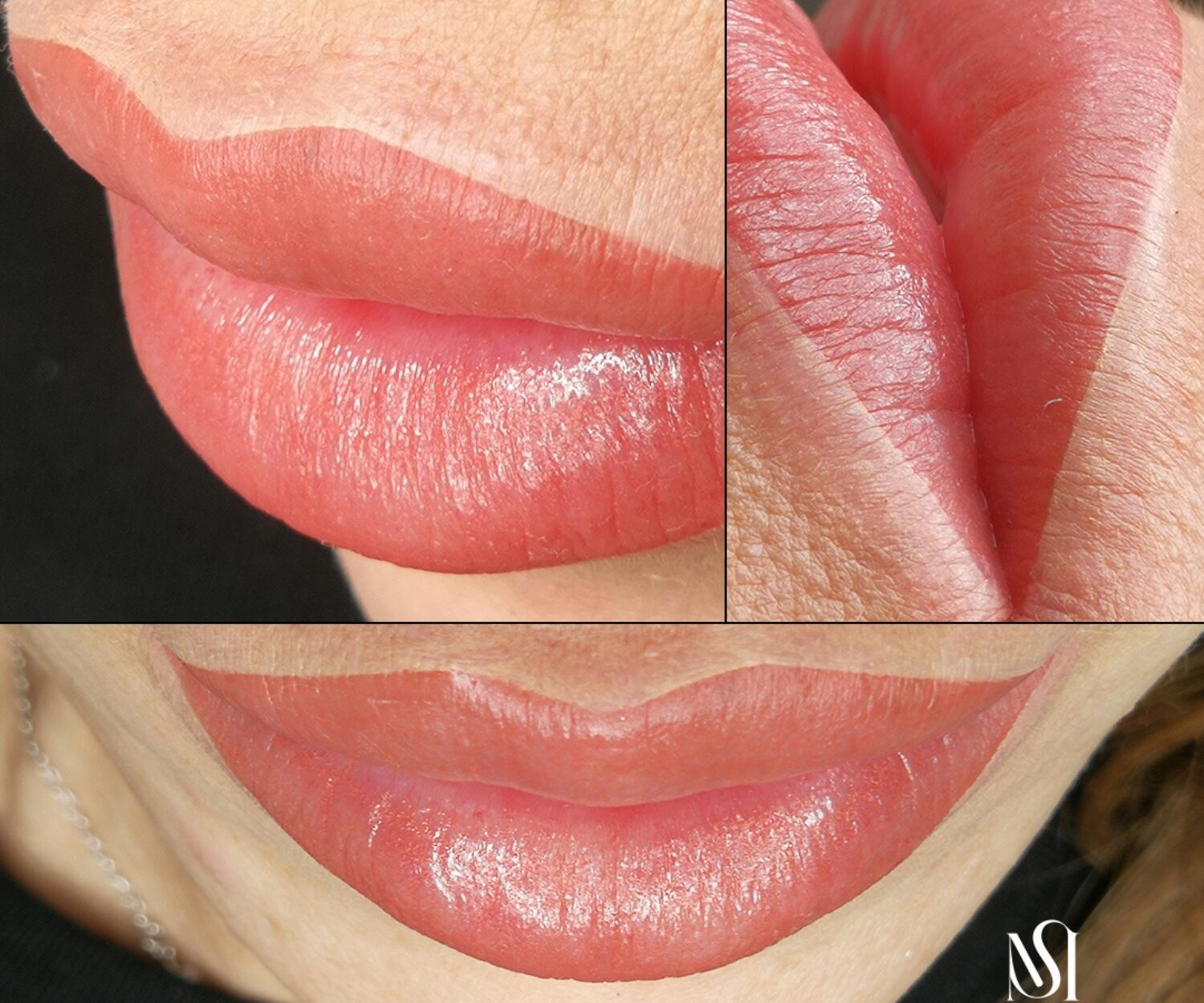 Infografica: tatuaggio labbra visto da varie angolazioni