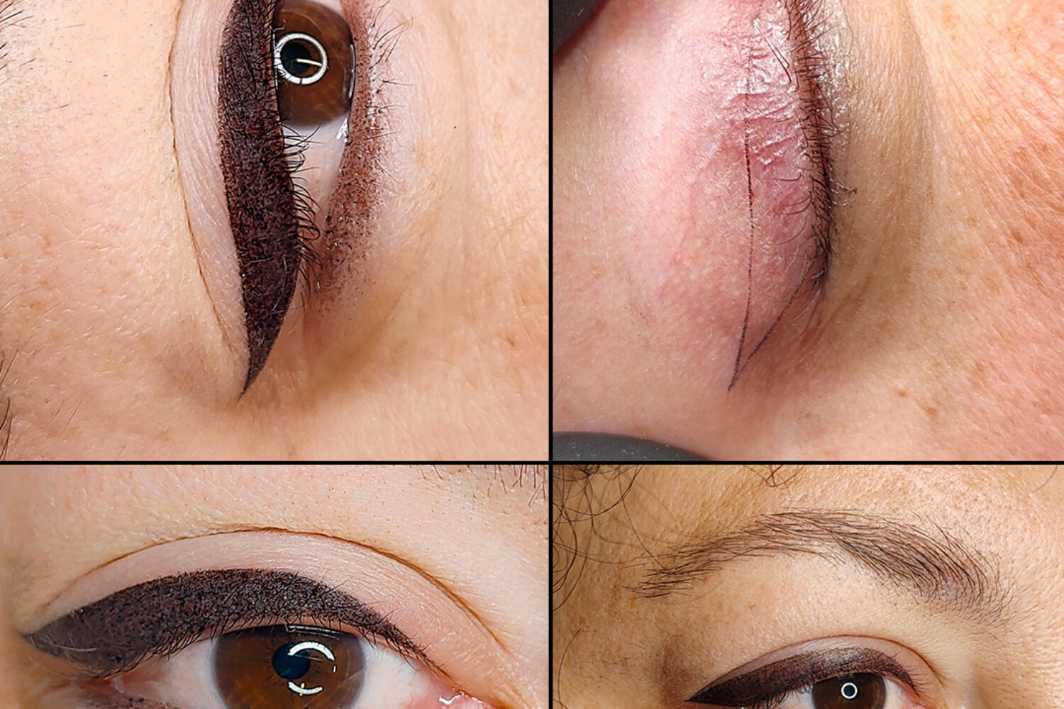 eyeliner grafico su palpebra con molti capillari
